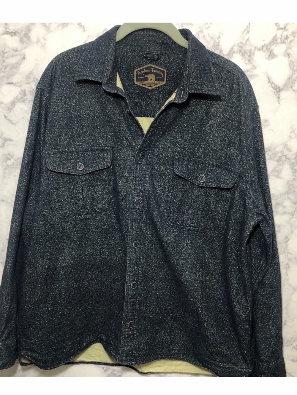 Freedom Foundry Mens Shacket Blue Flannel Lined Shirt Jacket large